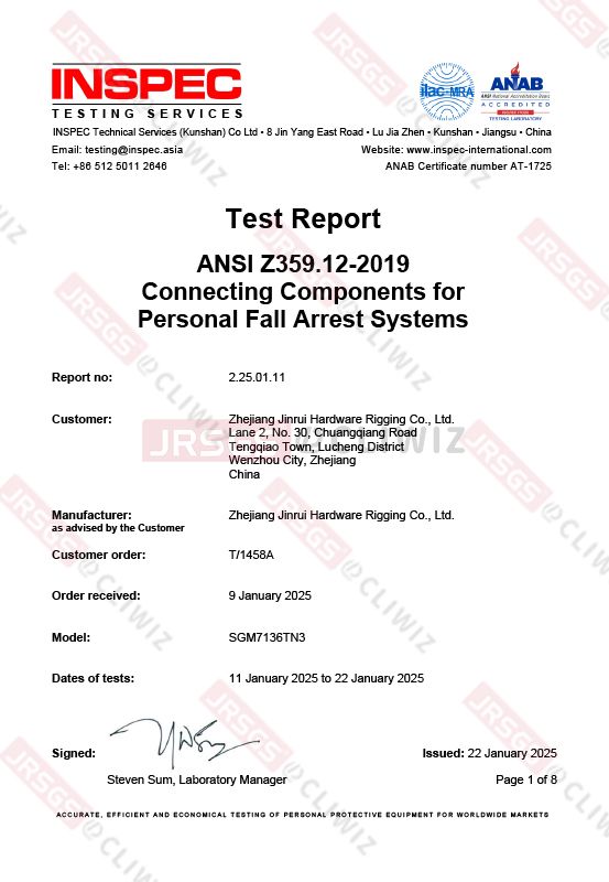 ANSI-SGM7136TN3-2&nbsp;25&nbsp;01&nbsp;11&nbsp;Bericht&nbsp;ANSI&nbsp;Z359.12-2019&nbsp;Jiurui&nbsp;2N007