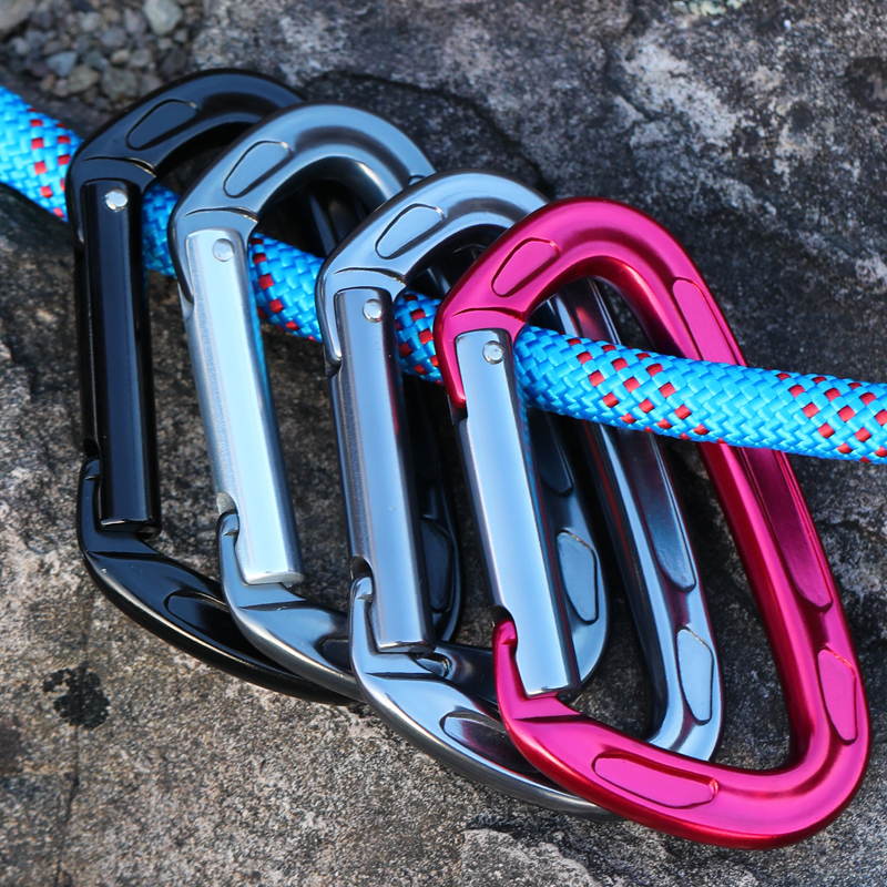Bergsteiger-Schnalle, Outdoor-Bergsteiger-Kletterausrüstung, verschleißfeste D-Typ-Sicherheitshaken-Schnalle aus Aluminiumlegierung Bergsteiger-Schnalle, Outdoor-Bergsteiger-Kletterausrüstung, verschleißfeste D-Typ-Sicherheitshaken-Schnalle aus Aluminiumlegierung