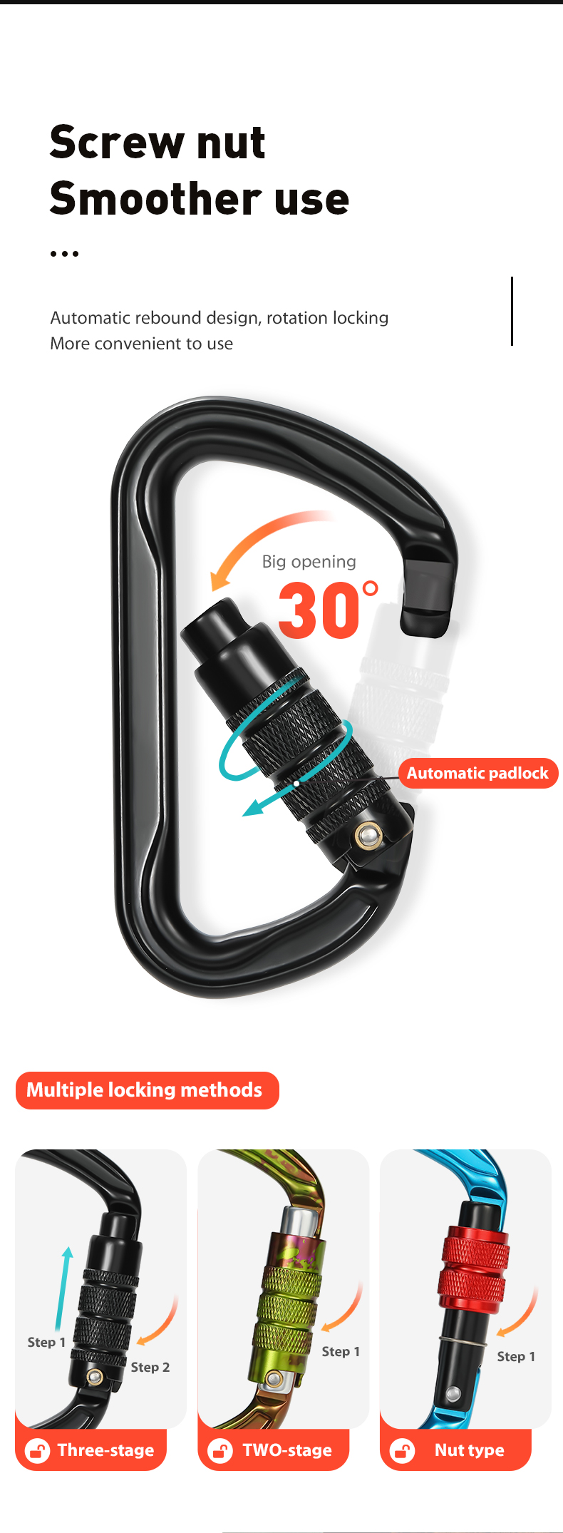 CLIWIZ Hauptschloss 30KN Spannung D-Typ Hauptschloss mit zweistufigem Gewinde