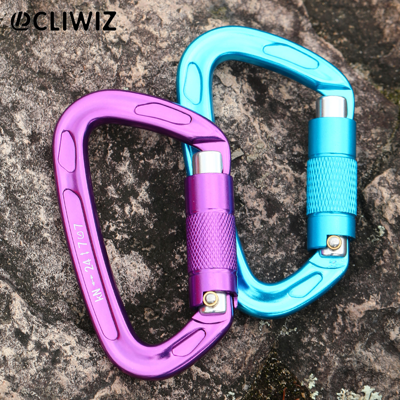 Bergsteigerschnalle Outdoor-Bergsteiger-Kletterausr&uuml;stung Verschlei&szlig;festes D-Typ-Automatikschloss Sicherheitshaken Automatisches 2-Stufen-Hauptschloss aus Aluminiumlegierung