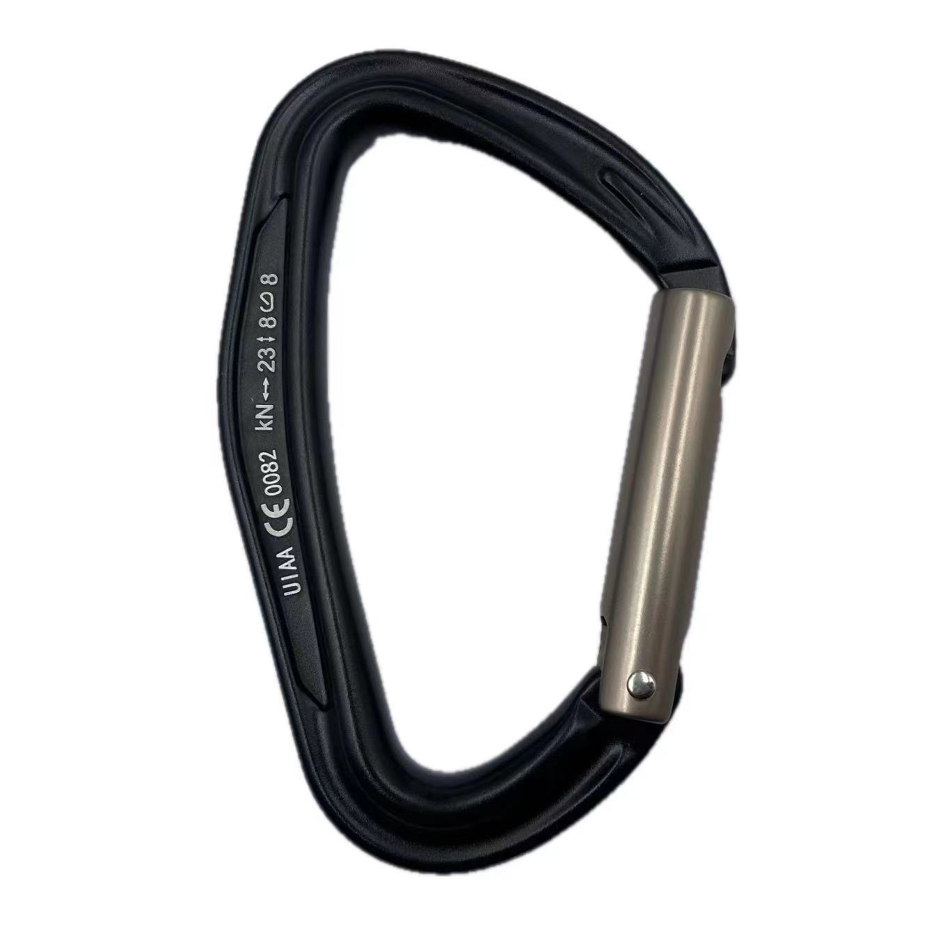 Bergsteigerschnalle f&uuml;r Outdoor-Kletterausr&uuml;stung, verschlei&szlig;fester D-Typ-Sicherheitshaken aus Aluminiumlegierung, gerade T&uuml;r, schnell aufh&auml;ngbar