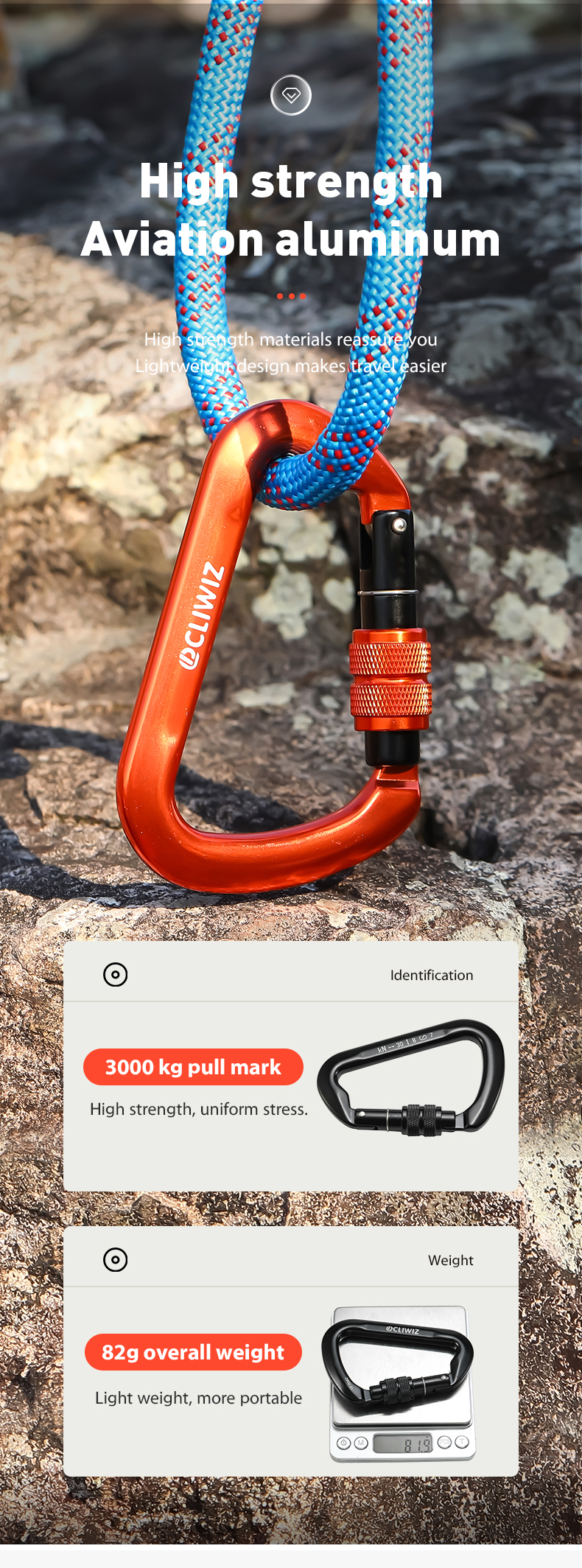 Bergsteiger-Schnalle, Outdoor-Kletterausrüstung, verschleißfest, D-Typ-Sicherheitshaken, Gewinde aus Aluminiumlegierung Bergsteiger-Schnalle, Outdoor-Kletterausrüstung, verschleißfest, D-Typ-Sicherheitshaken, Gewinde aus Aluminiumlegierung