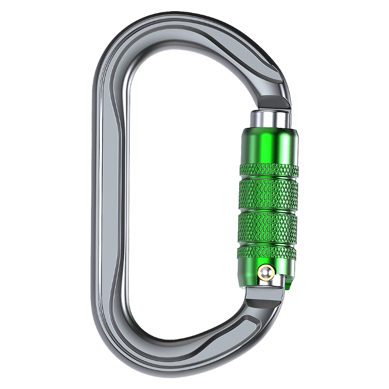 Bergsteigerschnalle Outdoor-Bergsteiger-Kletterausr&uuml;stung Verschlei&szlig;fester, O-f&ouml;rmiger Abflachungs-Sicherheitshaken Aluminiumlegierung Automatisches 3-Stufen-Hauptschloss