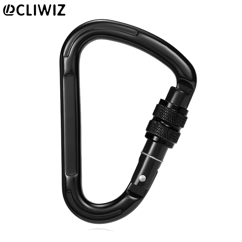 Bergsteiger-Schnalle f&uuml;r Outdoor-Kletterausr&uuml;stung, verschlei&szlig;fester birnenf&ouml;rmiger Sicherheitshaken aus Aluminiumlegierung mit Gewinde Schloss