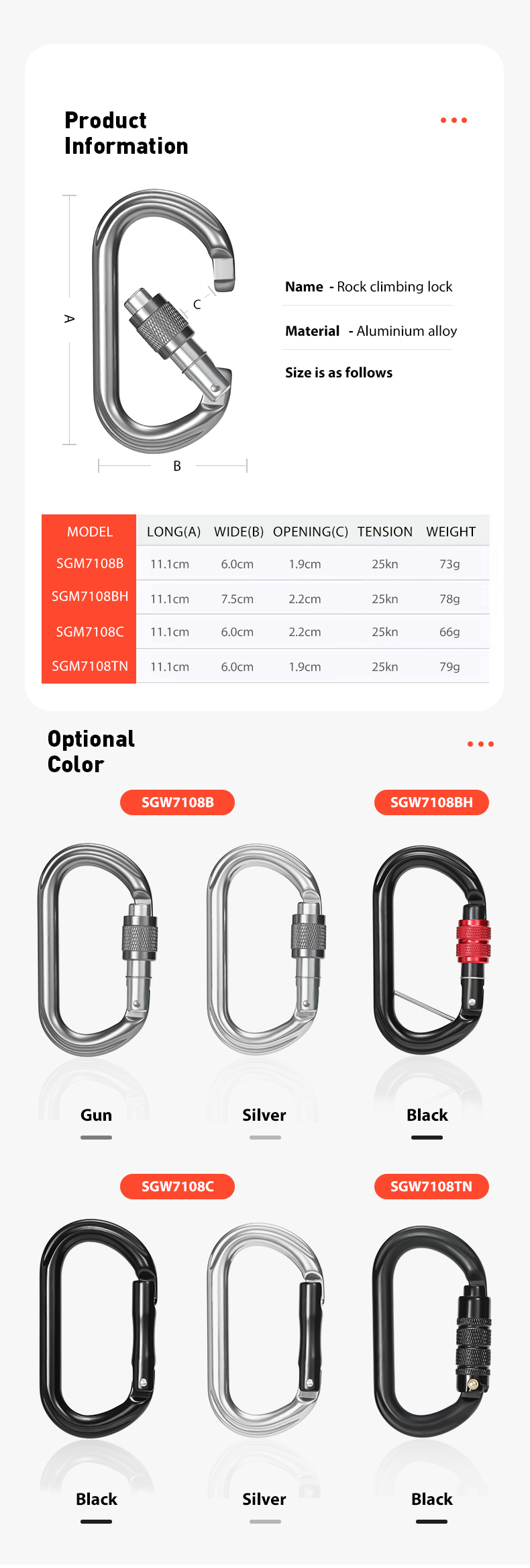Bergsteigerschnalle Outdoor-Bergsteiger-Kletterausrüstung Verschleißfestes O-Typ-Automatikschloss Sicherheitshaken Automatisches 3-teiliges Hauptschloss aus Aluminiumlegierung