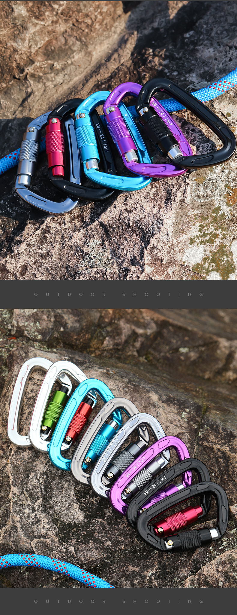 Bergsteiger-Schnalle, Outdoor-Bergsteiger-Kletterausrüstung, verschleißfestes D-Typ-Automatikschloss, Sicherheitshaken, automatische 2-Stufen-Hauptverriegelung aus Aluminiumlegierung Bergsteiger-Schnalle, Outdoor-Bergsteiger-Kletterausrüstung, verschleißfestes D-Typ-Automatikschloss, Sicherheitshaken, automatische 2-Stufen-Hauptverriegelung aus Aluminiumlegierung