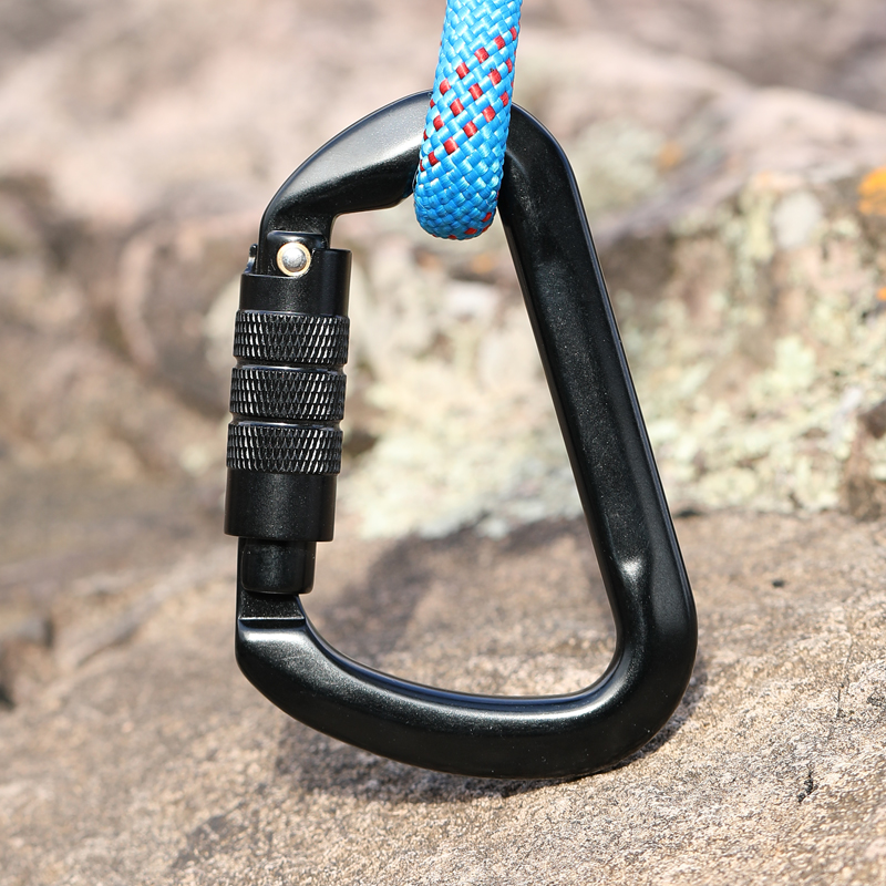 Bergsteigen Schnalle Outdoor-Bergsteiger-Kletterausr&uuml;stung Verschlei&szlig;fester D-Typ-Sicherheitshaken Automatische 2-Stufen-Hauptverriegelung aus Aluminiumlegierung