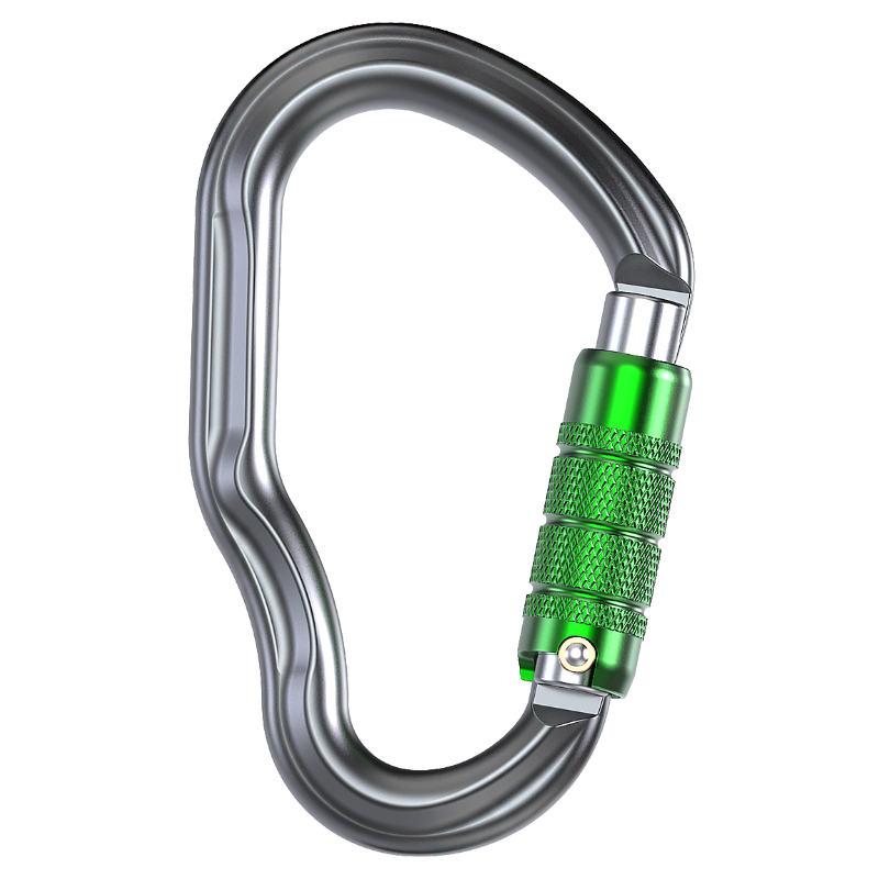 Bergsteigerschnalle f&uuml;r den Au&szlig;enbereich Bergsteiger-Kletterausr&uuml;stung Verschlei&szlig;fester HMS-Sicherheitshaken aus Aluminiumlegierung, automatische 3-Stufen-Hauptverriegelung