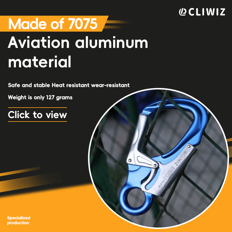 Bergsteigerschnalle, Outdoor-Kletterausr&uuml;stung, verschlei&szlig;fester K-Typ-Sicherheitshaken, automatisches 2-stufiges Hauptschloss aus Aluminiumlegierung