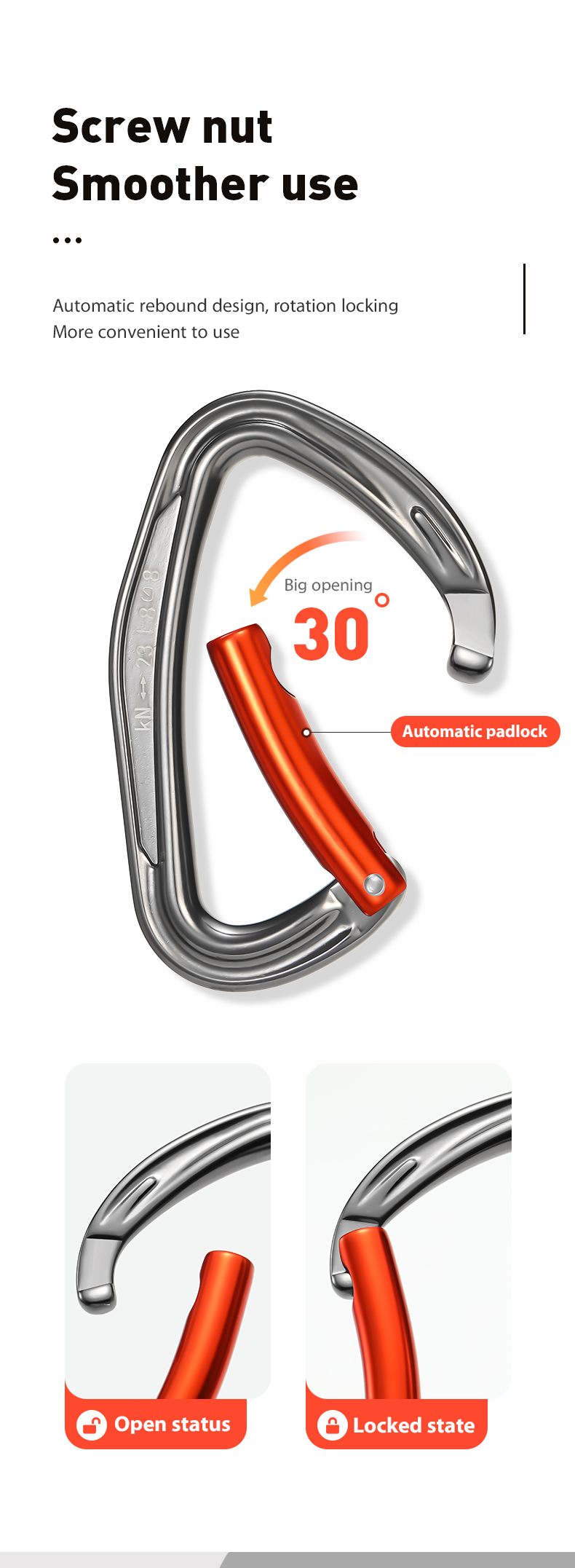 Bergsteigerschnalle, Outdoor-Kletterausrüstung, verschleißfester D-Typ-Sicherheitshaken, gebogene Tür aus Aluminiumlegierung, schnelles Aufhängen