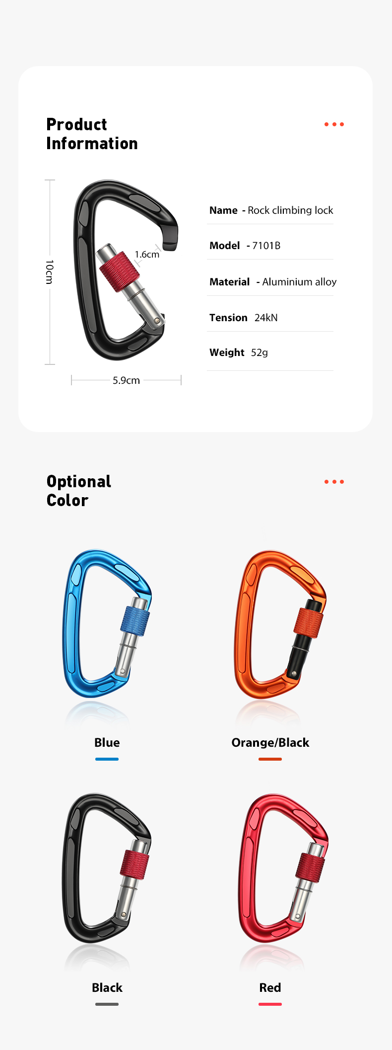 Bergsteiger-Schnalle, Outdoor-Kletterausrüstung, verschleißfest, D-Typ-Sicherheitshaken, Gewinde aus Aluminiumlegierung Bergsteiger-Schnalle, Outdoor-Kletterausrüstung, verschleißfest, D-Typ-Sicherheitshaken, Gewinde aus Aluminiumlegierung