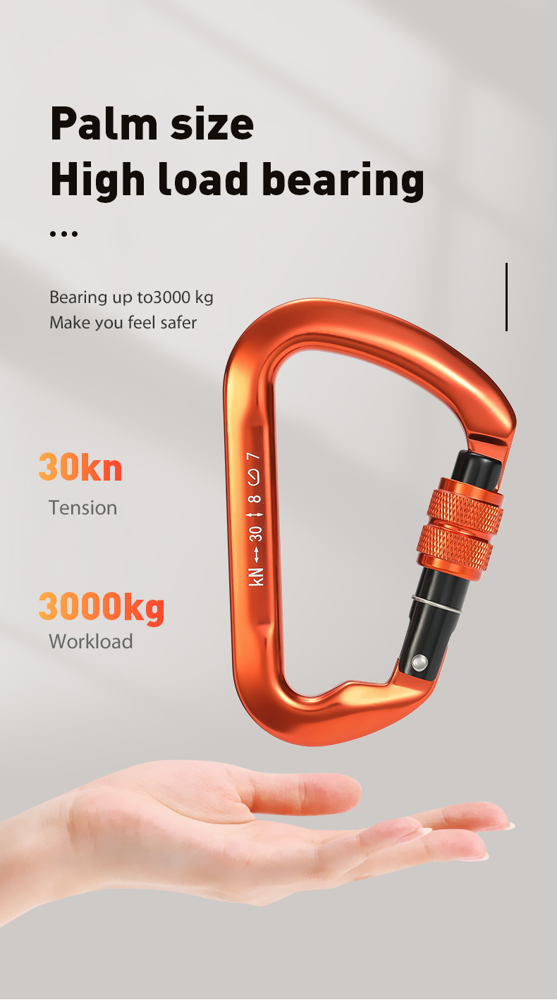 Bergsteiger-Schnalle, Outdoor-Kletterausrüstung, verschleißfest, D-Typ-Sicherheitshaken, Gewinde aus Aluminiumlegierung Bergsteiger-Schnalle, Outdoor-Kletterausrüstung, verschleißfest, D-Typ-Sicherheitshaken, Gewinde aus Aluminiumlegierung