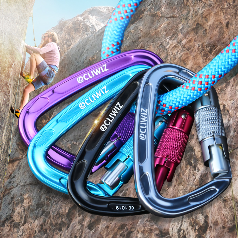 Bergsteigerschnalle Outdoor-Bergsteiger-Kletterausr&uuml;stung Verschlei&szlig;festes D-Typ-Automatikschloss Sicherheitshaken Automatisches 2-Stufen-Hauptschloss aus Aluminiumlegierung