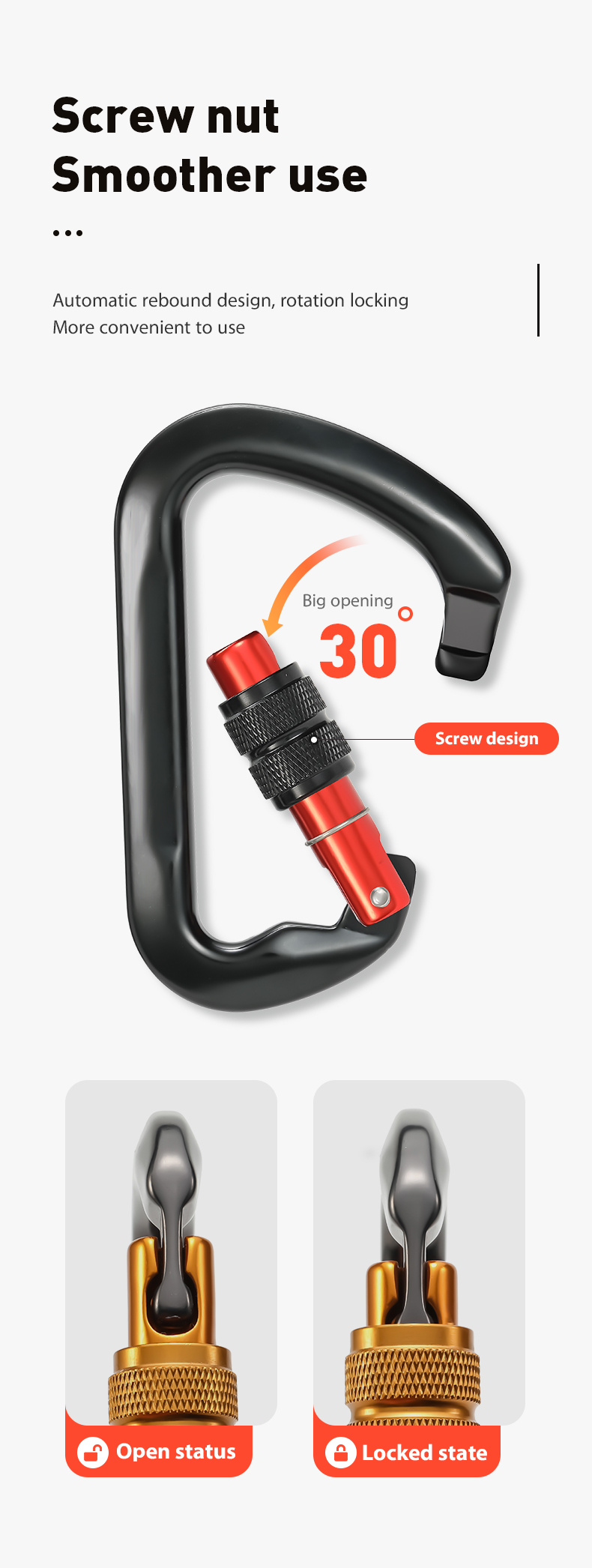 Bergsteiger-Schnalle, Outdoor-Kletterausrüstung, verschleißfest, D-Typ-Sicherheitshaken, Gewinde aus Aluminiumlegierung Bergsteiger-Schnalle, Outdoor-Kletterausrüstung, verschleißfest, D-Typ-Sicherheitshaken, Gewinde aus Aluminiumlegierung