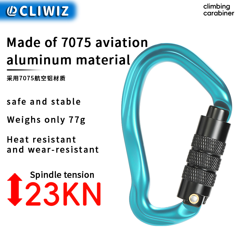 Bergsteigen Schnalle Outdoor-Bergsteiger-Kletterausr&uuml;stung Verschlei&szlig;fester HMS-Sicherheitshaken Aluminiumlegierung Automatisches 2-Stufen-Hauptschloss